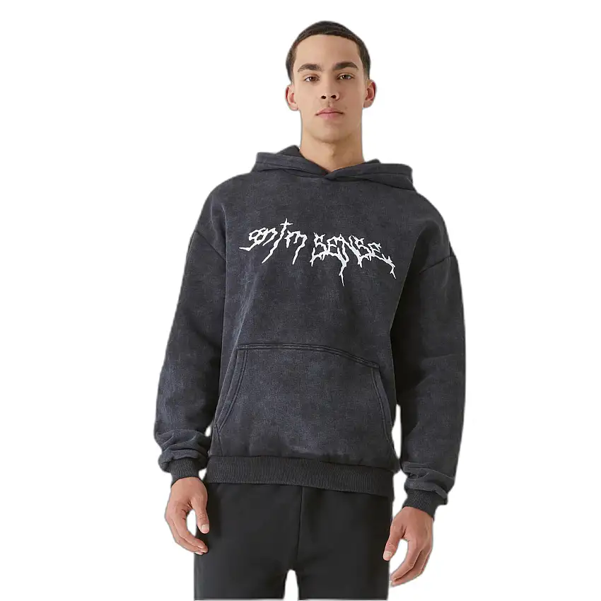 Felpa con cappuccio lavata 9N1M SENSE Goth Print