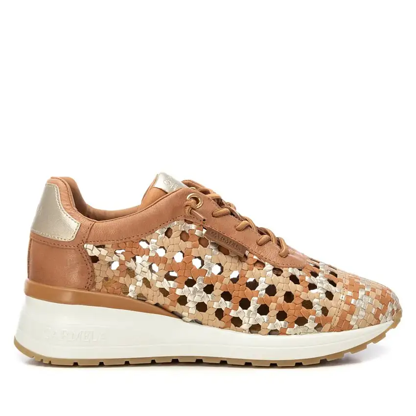 Sneakers in tessuto intrecciato con dettagli metallici in pelle donna Carmela