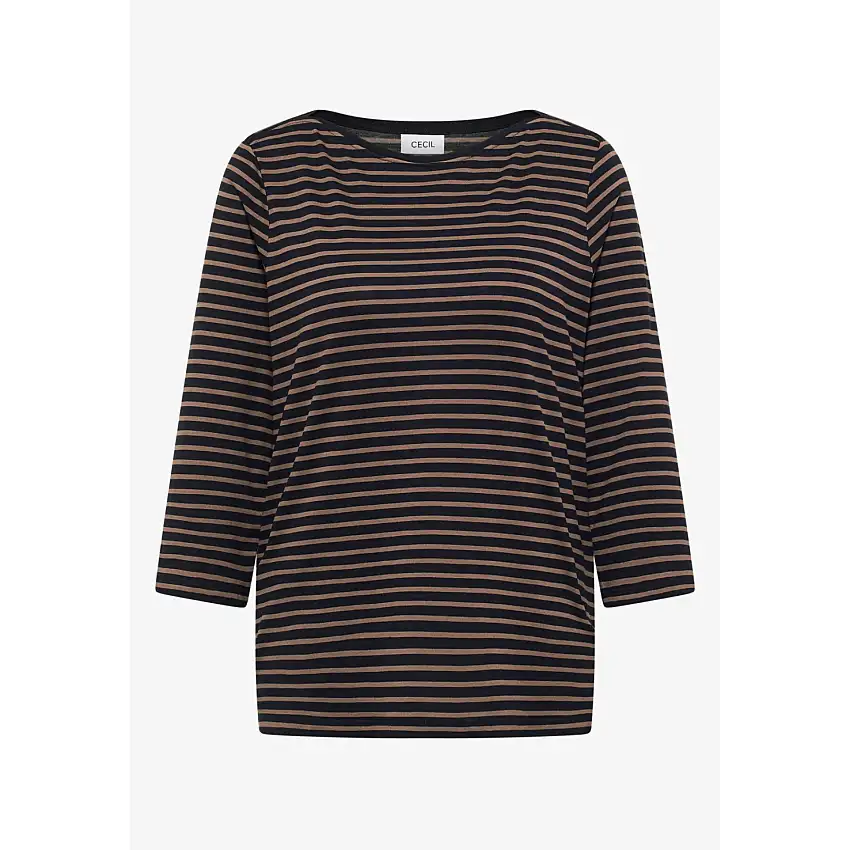 T-shirt a righe donna con scollo a barca Cecil