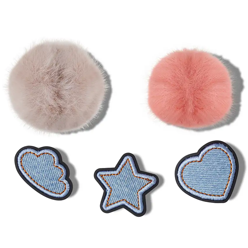 Jibbitz Crocs Denim and Pink Puff (x5)