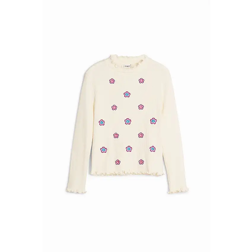 Blusa in cotone con motivo floreale e bordi ondulati per ragazza Desigual