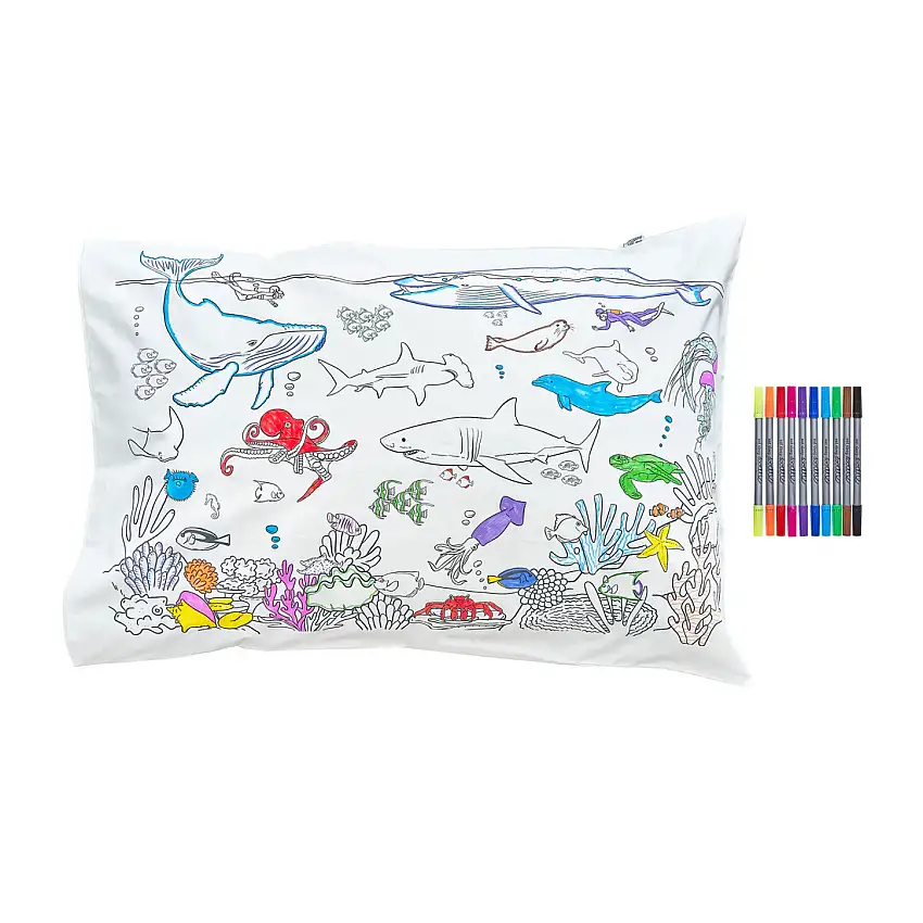 Fodera per cuscino da colorare per bambini Eat Sleep Doodle
