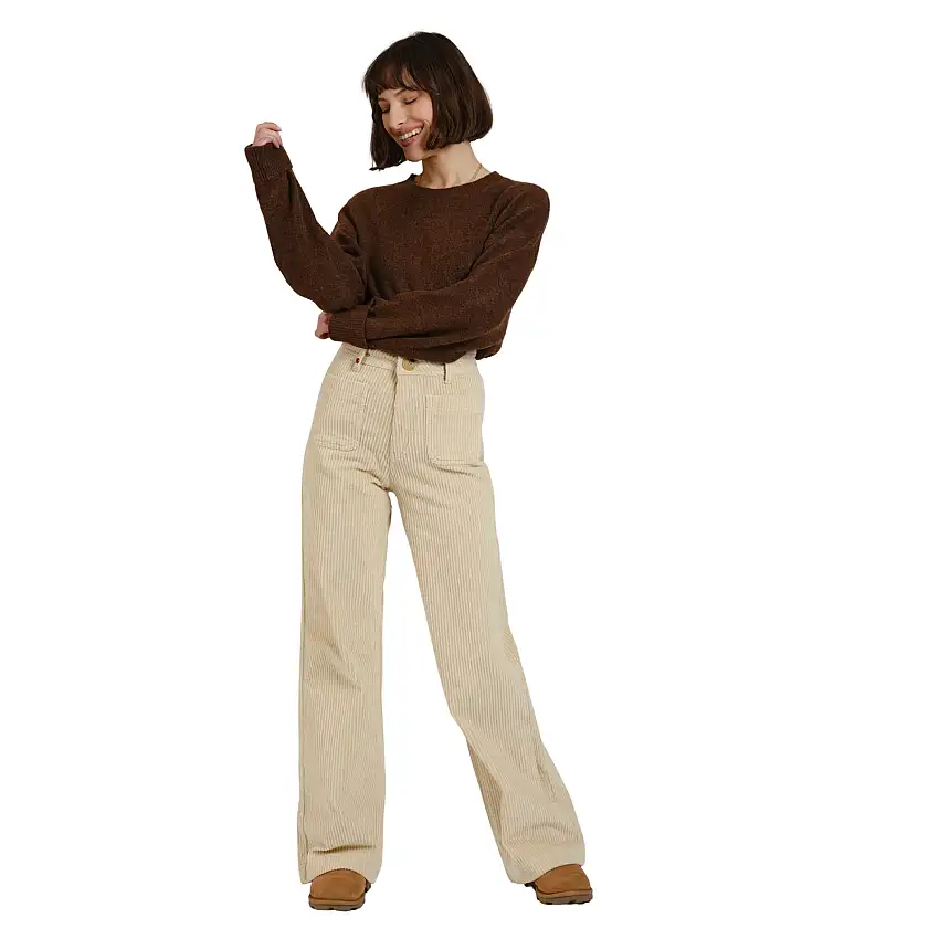 Jeans donna a gamba larga F.A.M. Paris Fauve