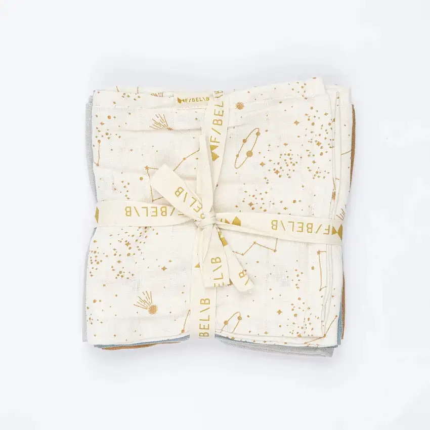 Lenzuolo in mussola per neonati Fabelab Galaxy (x4) [Misura 24/36 mesi]