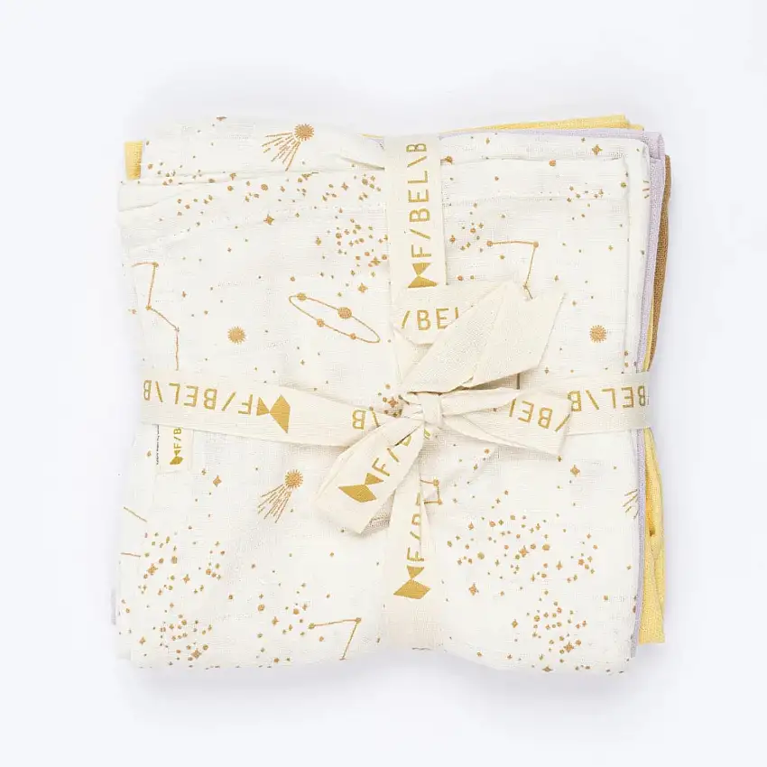 Lenzuolo in mussola per neonati Fabelab Star Dust (x4) [Misura 18/24 mesi]