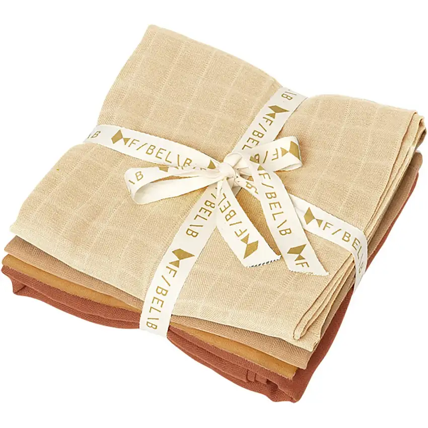 Lenzuolo in mussola per neonati Fabelab Ochre Mix (x4) [Misura 0/6 mesi]