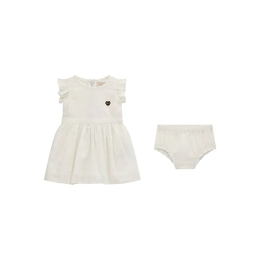 Completo vestito a maniche corte e culotte per bambina Guess Sangallo