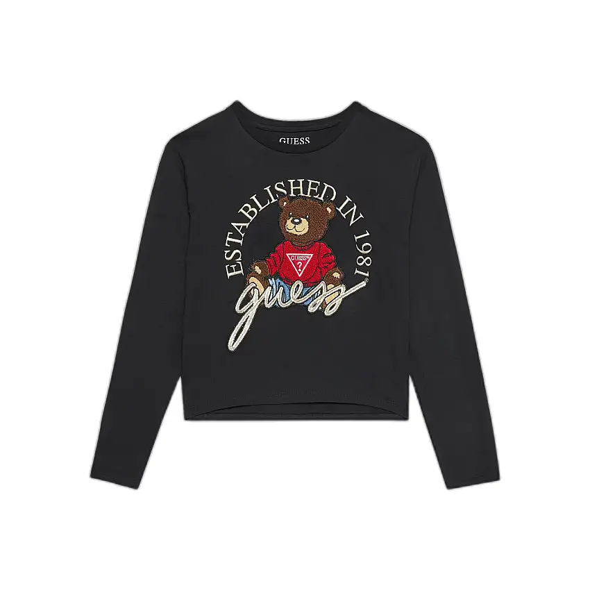 Maglietta a manica lunga da bambina a girocollo Guess Midi