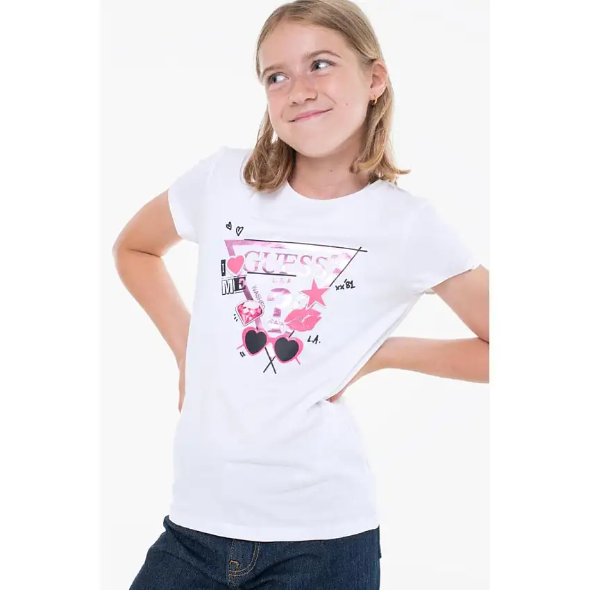 T-shirt a maniche corte in cotone per ragazza Guess