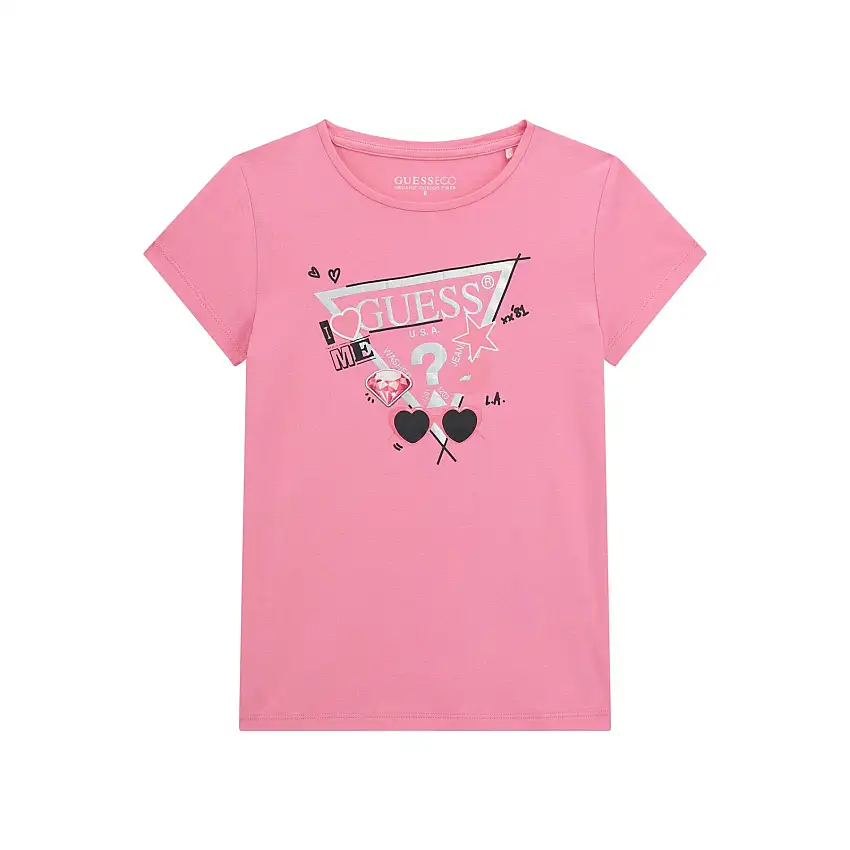 T-shirt da bambina in cotone Guess