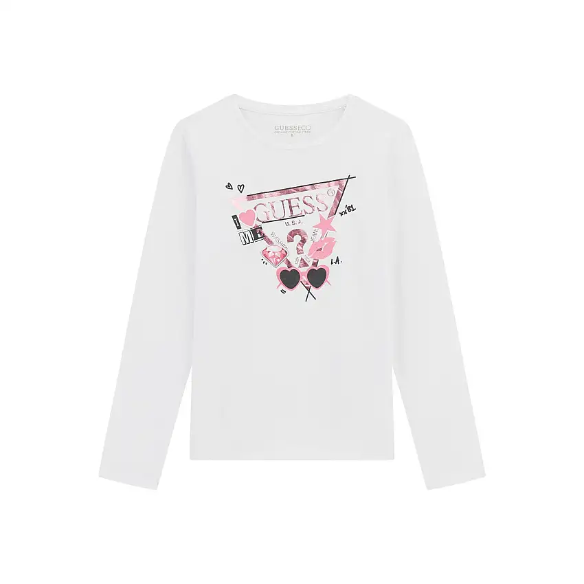 T-shirt a maniche lunghe con scollo tondo per ragazza Guess
