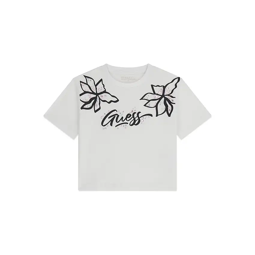 T-shirt da bambina con strass Guess Midi