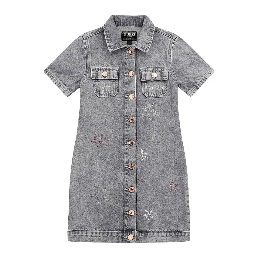 Abito a maniche lunghe con stella per ragazza Guess RGD DNM