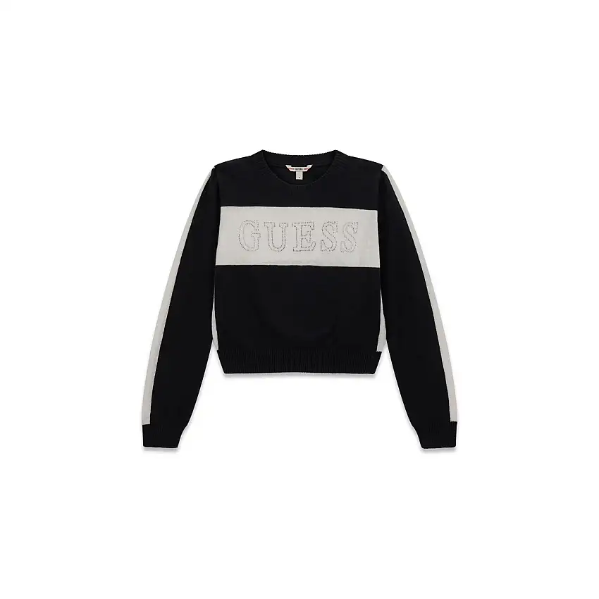 Pullover con logo di strass per ragazza Guess