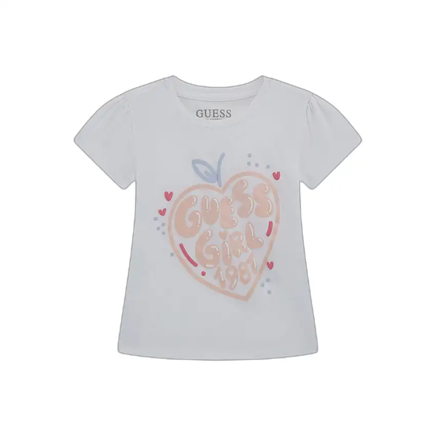 T-shirt con logo stampato davanti bambina Guess High Low