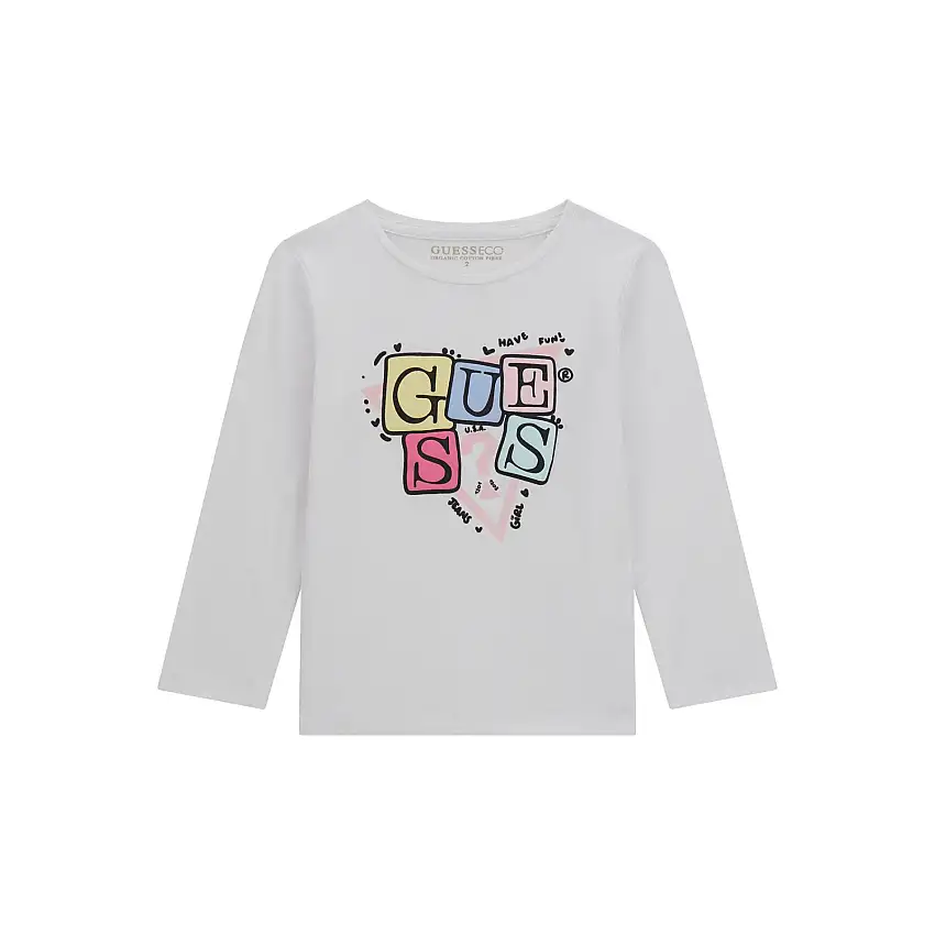 Maglietta a maniche lunghe con logo triangolare per bambina Guess