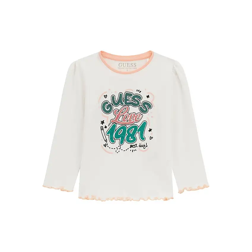 Maglietta a maniche lunghe con collo tondo per bambina Guess