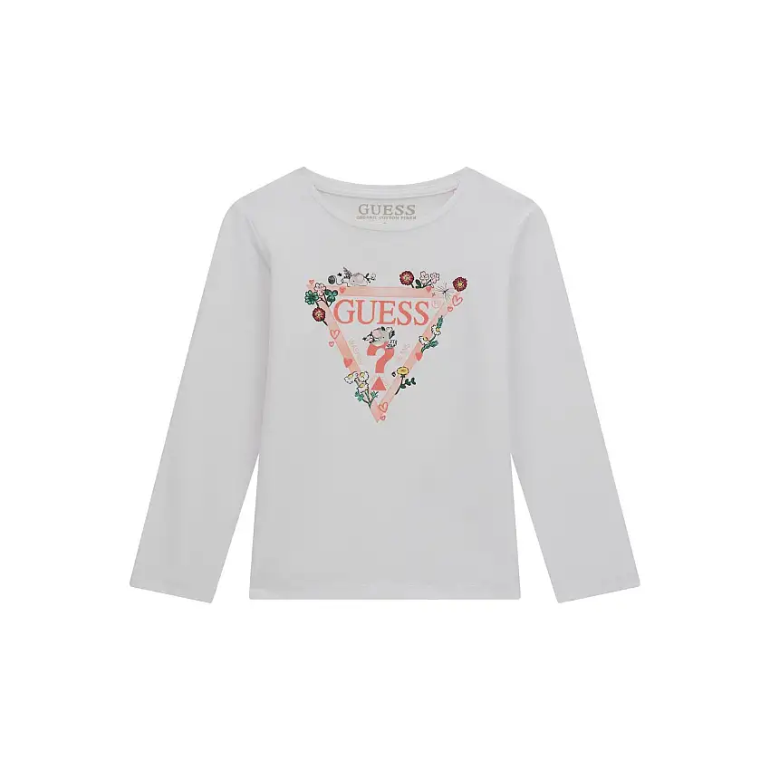 T-shirt a maniche lunghe in cotone per ragazza Guess
