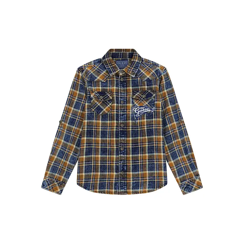 Camicia a maniche lunghe in twill regolabile per bambini Guess