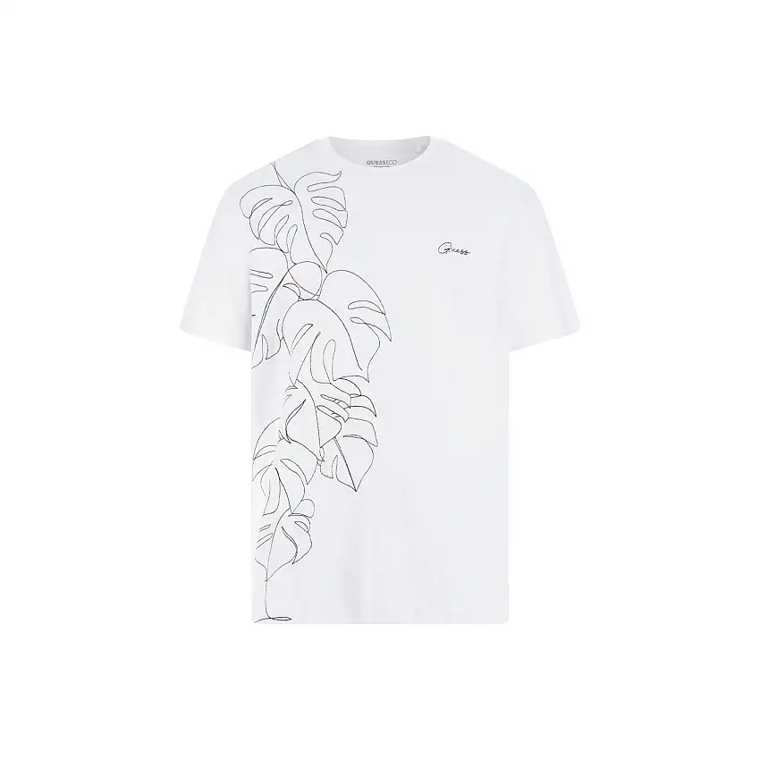 T-shirt ricamato con foglia Guess