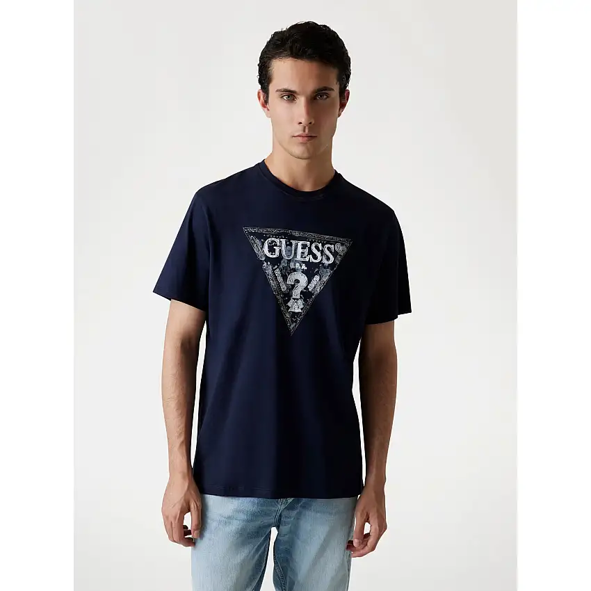T-shirt con logo triangolare Guess