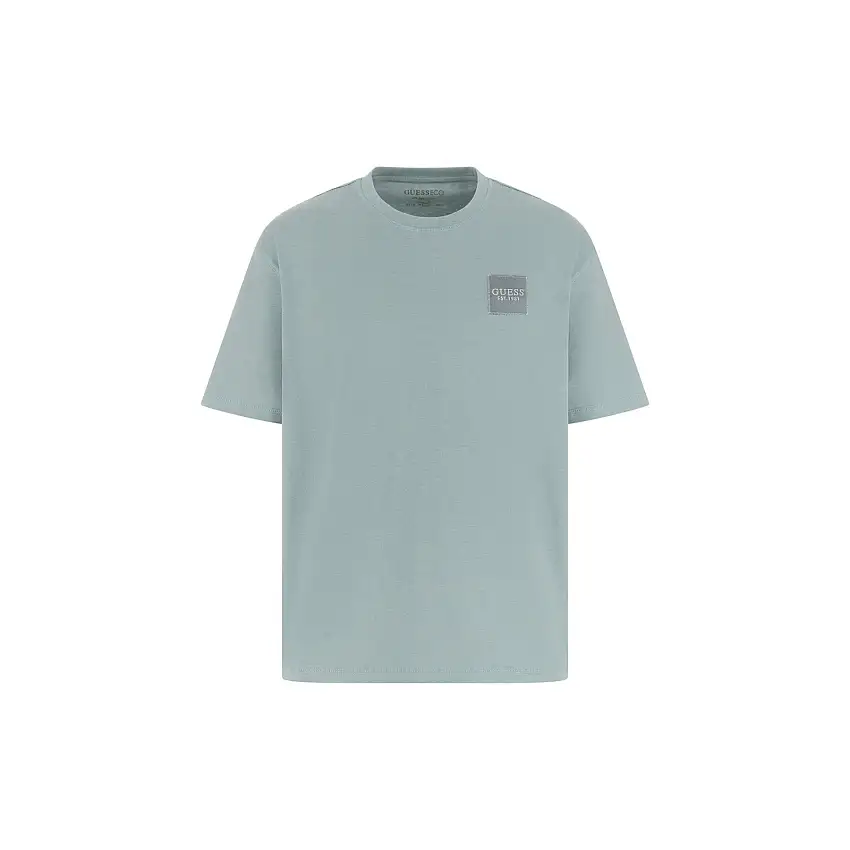 T-shirt con collo rotondo con patch cucito sul petto Guess