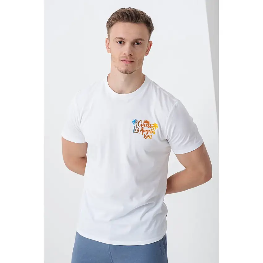 T-shirt basic con effetto sfumato nei toni tropicali Guess