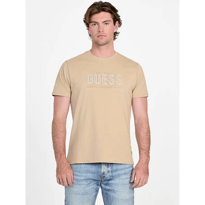 T-shirt basic con logo in rilievo Guess