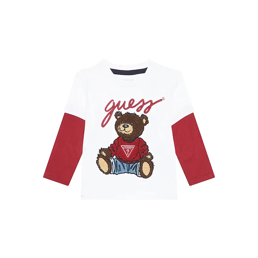 T-shirt a maniche lunghe girocollo in cotone per bambino ragazzo Guess