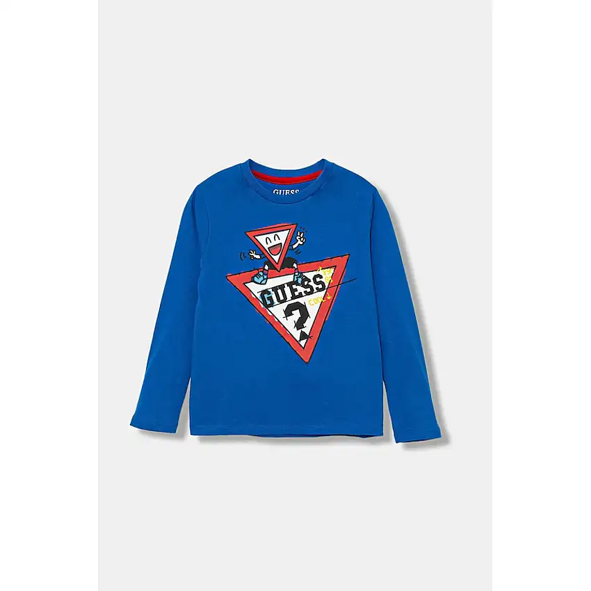 T-shirt a maniche lunghe in cotone per bambino ragazzo Guess