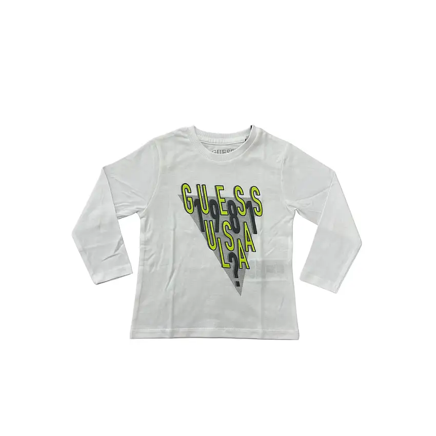 T-shirt con logo maniche lunghe col rotondo bambino Guess