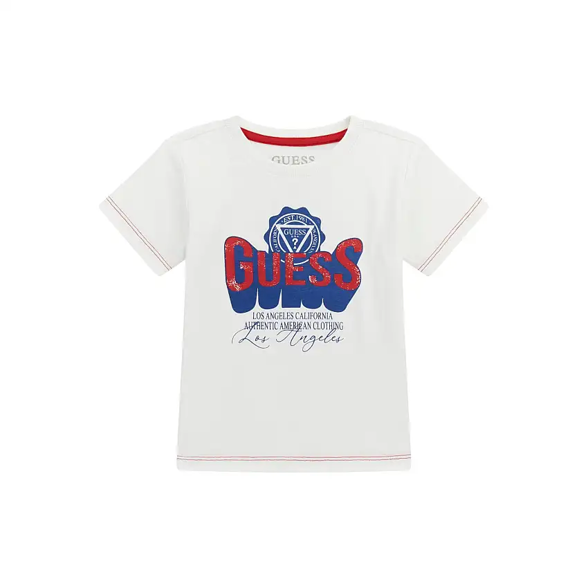T-shirt con logo stampato col tondo per bambino ragazzo Guess