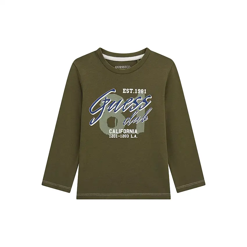 Maglietta a maniche lunghe con colletto rotondo in cotone per bambini Guess