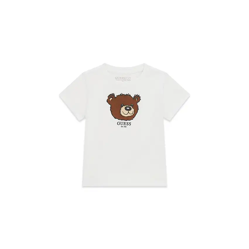 T-shirt con logo stampato in jersey di cotone per bambini Guess