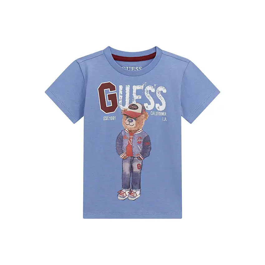 T-shirt a maniche lunghe con scollo rotondo classico per bambino ragazzo Guess