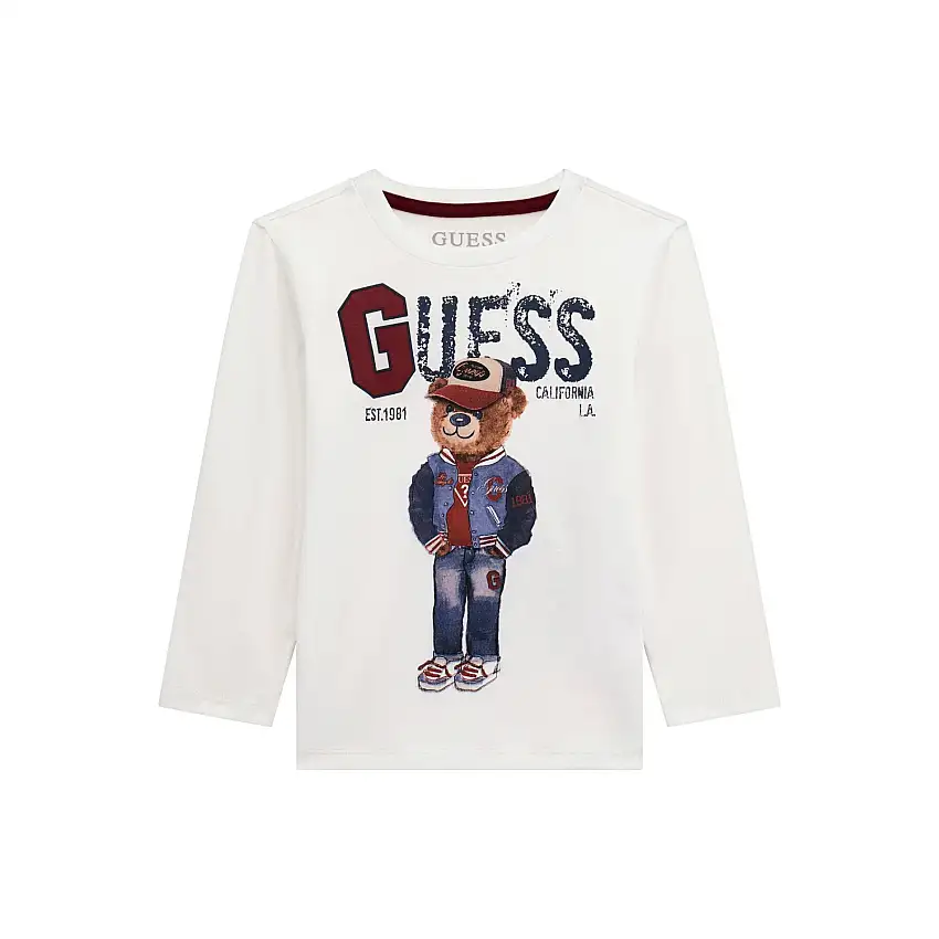 T-shirt a maniche lunghe con collo rotondo per bambino ragazzo Guess
