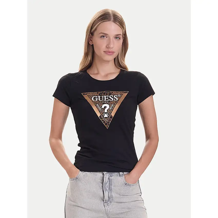 T-shirt da donna a girocollo Guess Leo Triangle