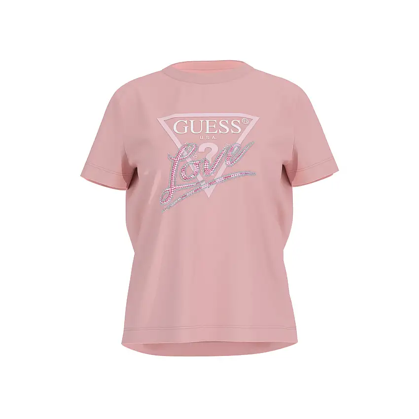 T-shirt da donna a girocollo Guess Love Triangle