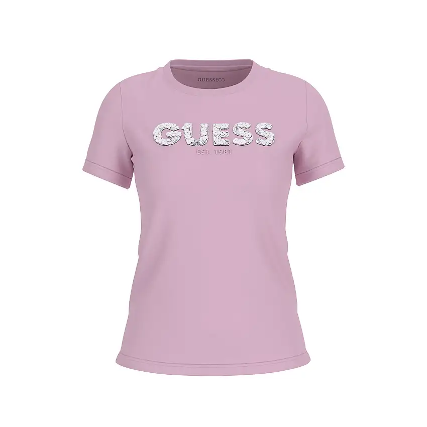 T-shirt da donna a girocollo Guess Segquins