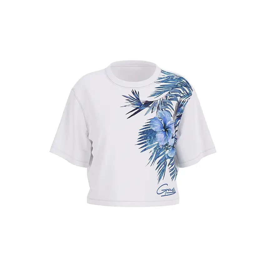 T-shirt da donna a girocollo Guess Plam Print