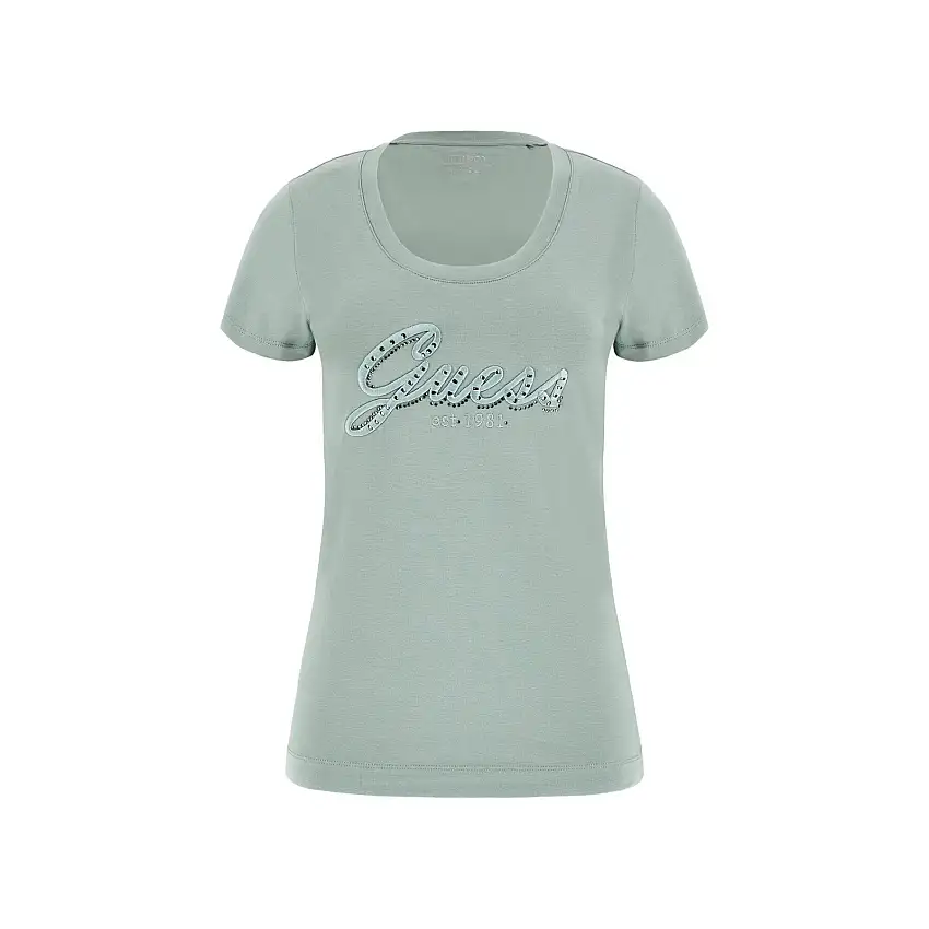 T-shirt ricamata da donna Guess Script Logo