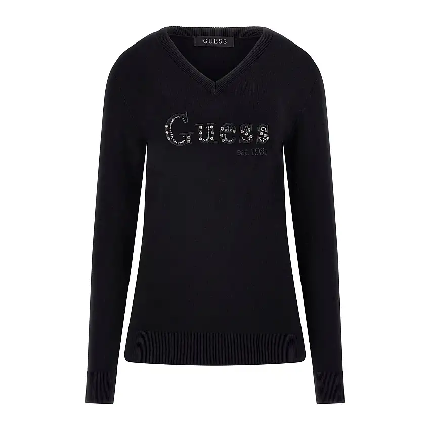 Maglione donna con scollo a V Guess Kenzie Logo