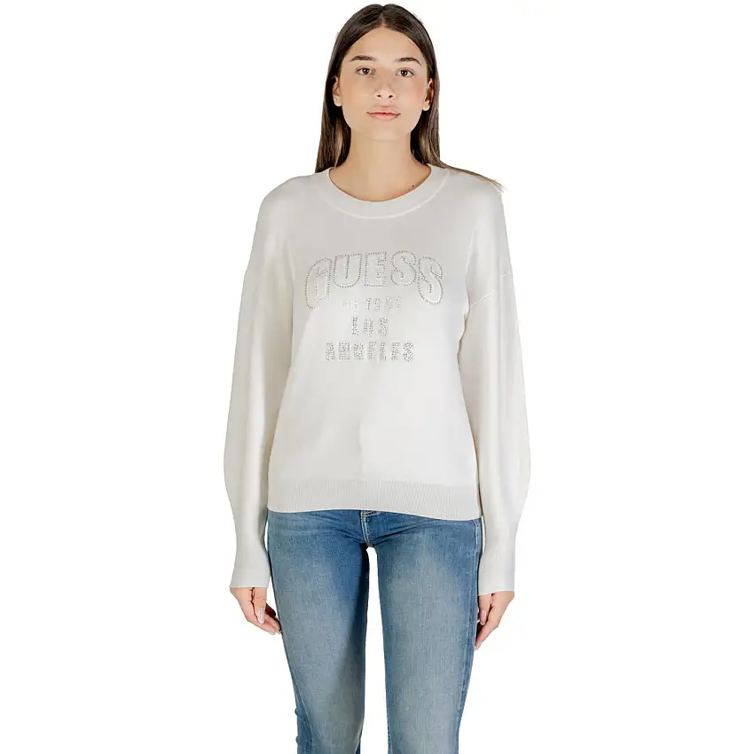 Maglione a collo v con colletto rotondo donna Guess Leighton logo