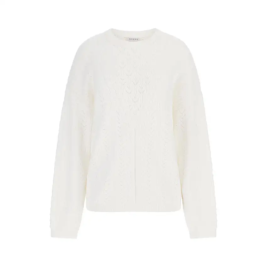 Maglione a collo v con colletto rotondo donna Guess Sylvie pointelle