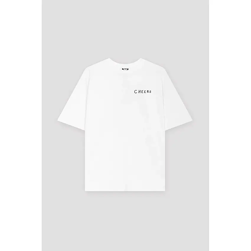 T-shirt Kaotiko blanc en coton Cheers