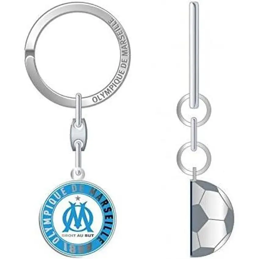 Portachiavi metà pallone in metallo OM [Misura 8,5x18,5 cm]