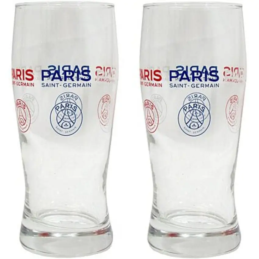 Bicchieri da birra serigrafati PSG (x2) [Misura 300 ml]