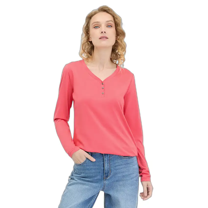 T-shirt a maniche lunghe con scollo a V Ragwear Pinkki