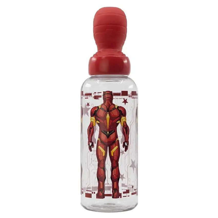 Bottiglia con tappo a forma di figurina 3D Stor Marvel Iron Man [Misura 560 ml]