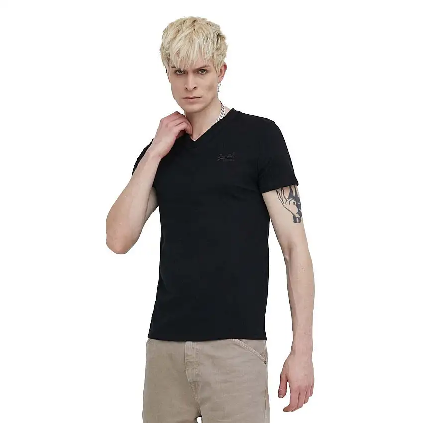 T-shirt a girocollo con logo ricamato in cotone biologico Superdry